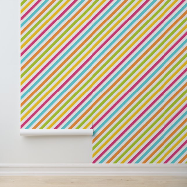 Diagonal stripes in vibrant colors behang (Applicatie)