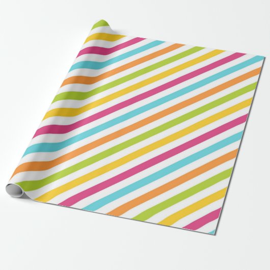 Diagonal stripes in vibrant colors cadeaupapier (Uitgerold)