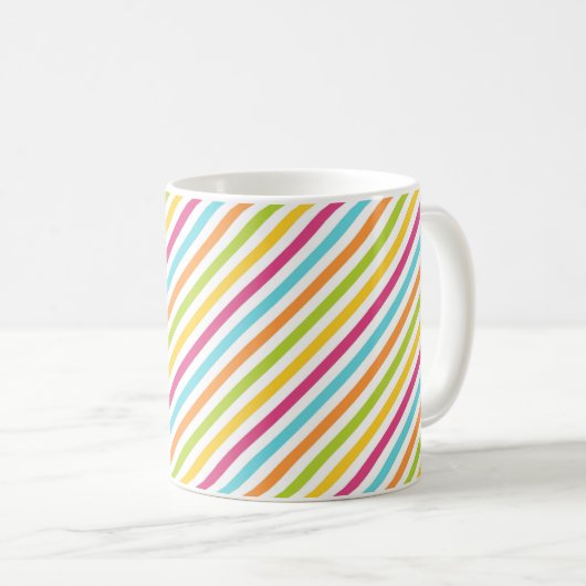 Diagonal stripes in vibrant colors koffiemok (Voorkant rechts)
