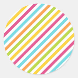 Diagonal stripes in vibrant colors ronde sticker