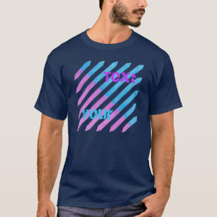 Diagonal Stripes lavendel blauw, Jouw tekst t-shir T-shirt