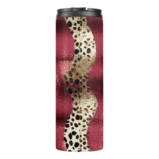 Diagonal Textured Animal Print Strips Thermosbeker (Achterkant)