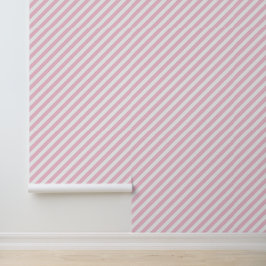 Diagonal white and pink stripes pattern behang