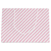 Diagonal white and pink stripes pattern groot cadeauzakje (Voorkant)