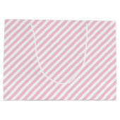 Diagonal white and pink stripes pattern groot cadeauzakje (Achterkant)