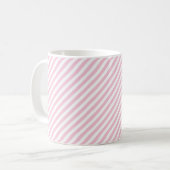 Diagonal white and pink stripes pattern koffiemok (Voorkant links)