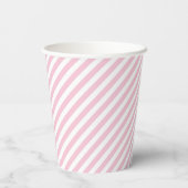 Diagonal white and pink stripes pattern papieren bekers (Achterkant)