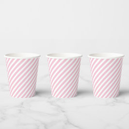 Diagonal white and pink stripes pattern papieren bekers