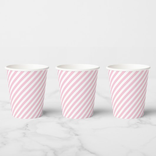 Diagonal white and pink stripes pattern papieren bekers (Multi)