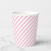 Diagonal white and pink stripes pattern papieren bekers (Voorkant)
