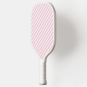 Diagonal white and pink stripes pattern pickleball paddle (Links)