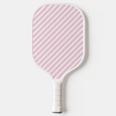 Diagonal white and pink stripes pattern pickleball paddle (Achterkant)