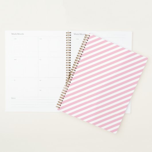 Diagonal white and pink stripes pattern planner (Display)