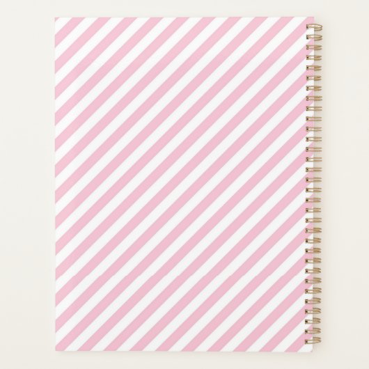 Diagonal white and pink stripes pattern planner (Achterkant)