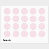 Diagonal white and pink stripes pattern ronde sticker (Vel)