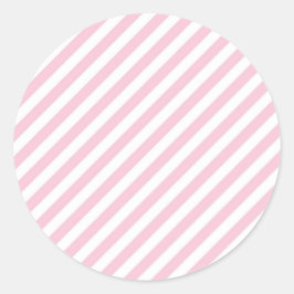 Diagonal white and pink stripes pattern ronde sticker