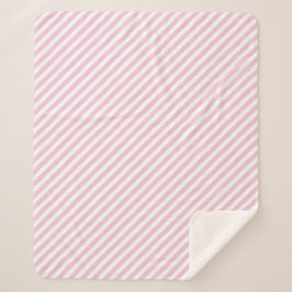 Diagonal white and pink stripes pattern sherpa deken