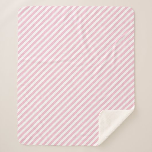 Diagonal white and pink stripes pattern sherpa deken (Voorkant)