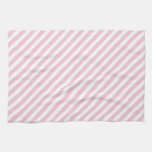 Diagonal white and pink stripes pattern theedoek (Horizontaal)