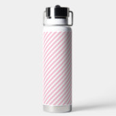 Diagonal white and pink stripes pattern waterfles (Achterkant)