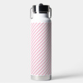 Diagonal white and pink stripes pattern waterfles (Voorkant)