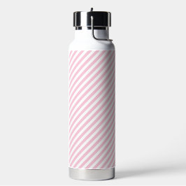 Diagonal white and pink stripes pattern waterfles