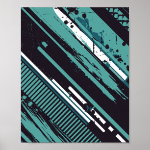 Diagonale abstract met gespikkelde strepen poster
