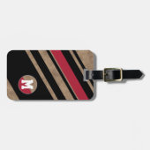 Diagonale Black&Red Strepen met Monogram Bagagelabel (Voorkant horizontaal)
