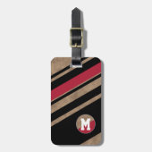 Diagonale Black&Red Strepen met Monogram Bagagelabel (Voorkant verticaal)