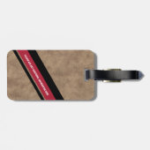 Diagonale Black&Red Strepen met Monogram Bagagelabel (Achterkant horizontaal)