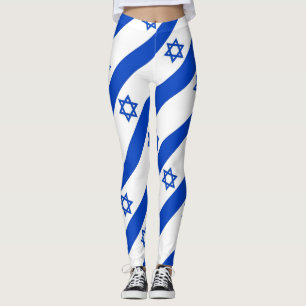 diagonale blauwe ster van de streepwitte david leggings
