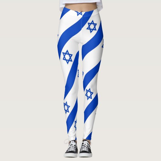 diagonale blauwe ster van de streepwitte david leggings (Voorkant)