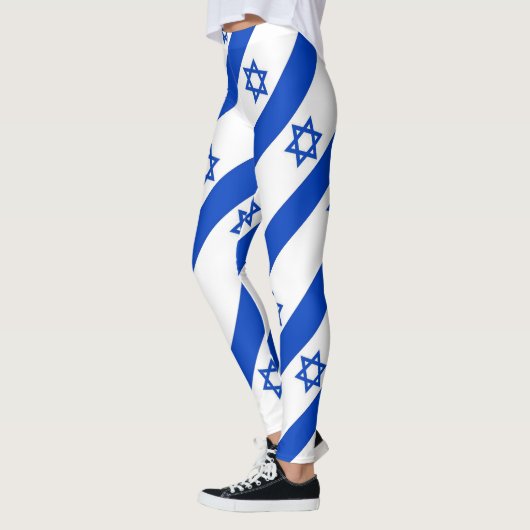 diagonale blauwe ster van de streepwitte david leggings (Links)