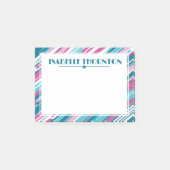 Diagonale Blauwgroen & Paarse Strepen Naam Post-it® Notes (Voorkant)