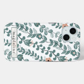 Diagonale Botanische Blauwgroen Naam Bloempatroon Case-Mate iPhone Case (Achterkant (horizontaal))