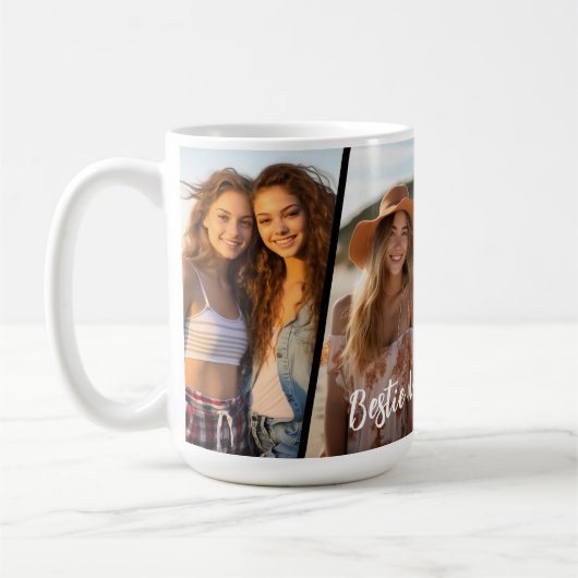 Diagonale fotocollage - 4 foto's leuk weekend koffiemok (Links)