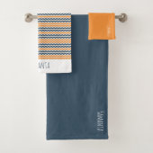 diagonale geometrische oranje grijsnaam bad handdoek (Insitu)