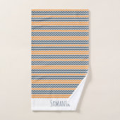 diagonale geometrische oranje grijsnaam bad handdoek (Handdoek)