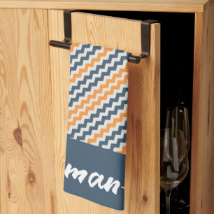  diagonale geometrische oranje grijsnaam theedoek