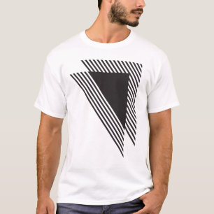 Diagonale geometrische strepen in zwart t-shirt