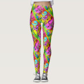diagonale groovy psychedelische paddenstoelen leggings (Voorkant)
