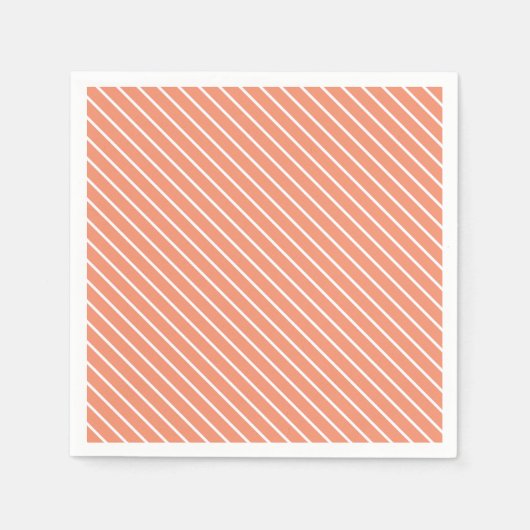 Diagonale instripes - sinaasappel van koraal en wi servetten (Voorkant)