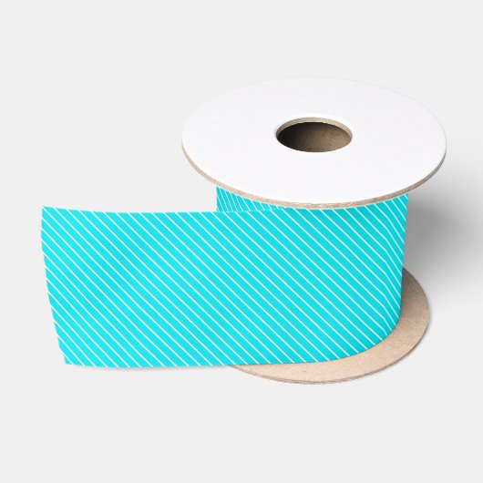 Diagonale instripes - turquoise en wit satijnen lint (Spoel)