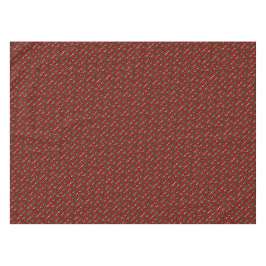 Diagonale kerstbomen met sterren op aangepast rood tafelkleed (Voorkant (Horizontaal))