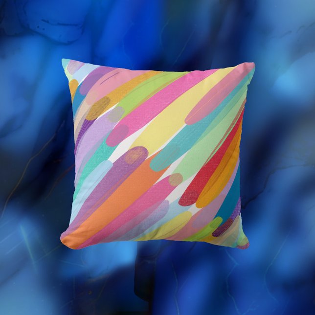 Diagonale kleurlijnen, Abstract schilderen Kussen (Creator heeft geüpload)