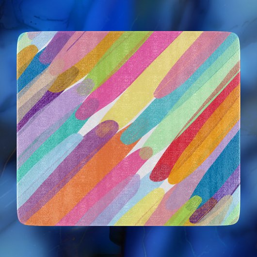 Diagonale kleurlijnen, Abstract schilderen Snijplank