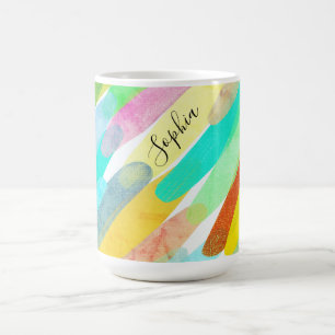 Diagonale kleurlijnen, naam, jaren '70 Abstracte k Koffiemok