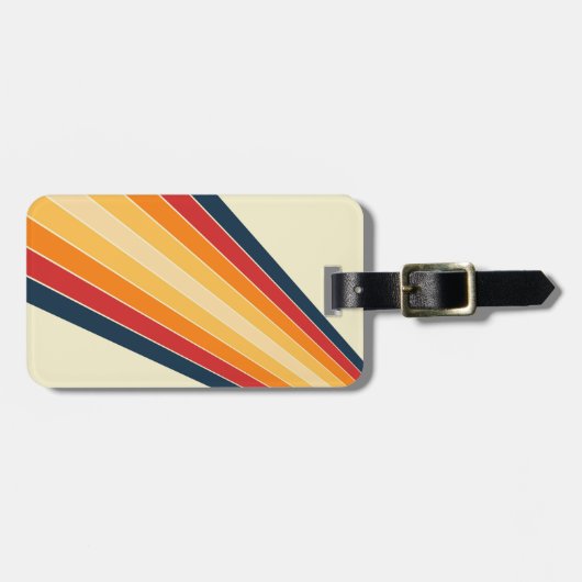 Diagonale kleurrijke retro stijl zonnestralen bagagelabel (Voorkant horizontaal)