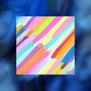 Diagonale Kleurstrepen, Abstract Schilderij Canvas Afdruk