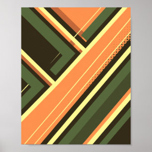 Diagonale lagen van oranje, groen en bleekgeel poster